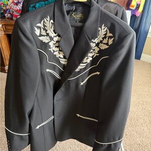 Scully Black Blazer with White Embroidered Western Design